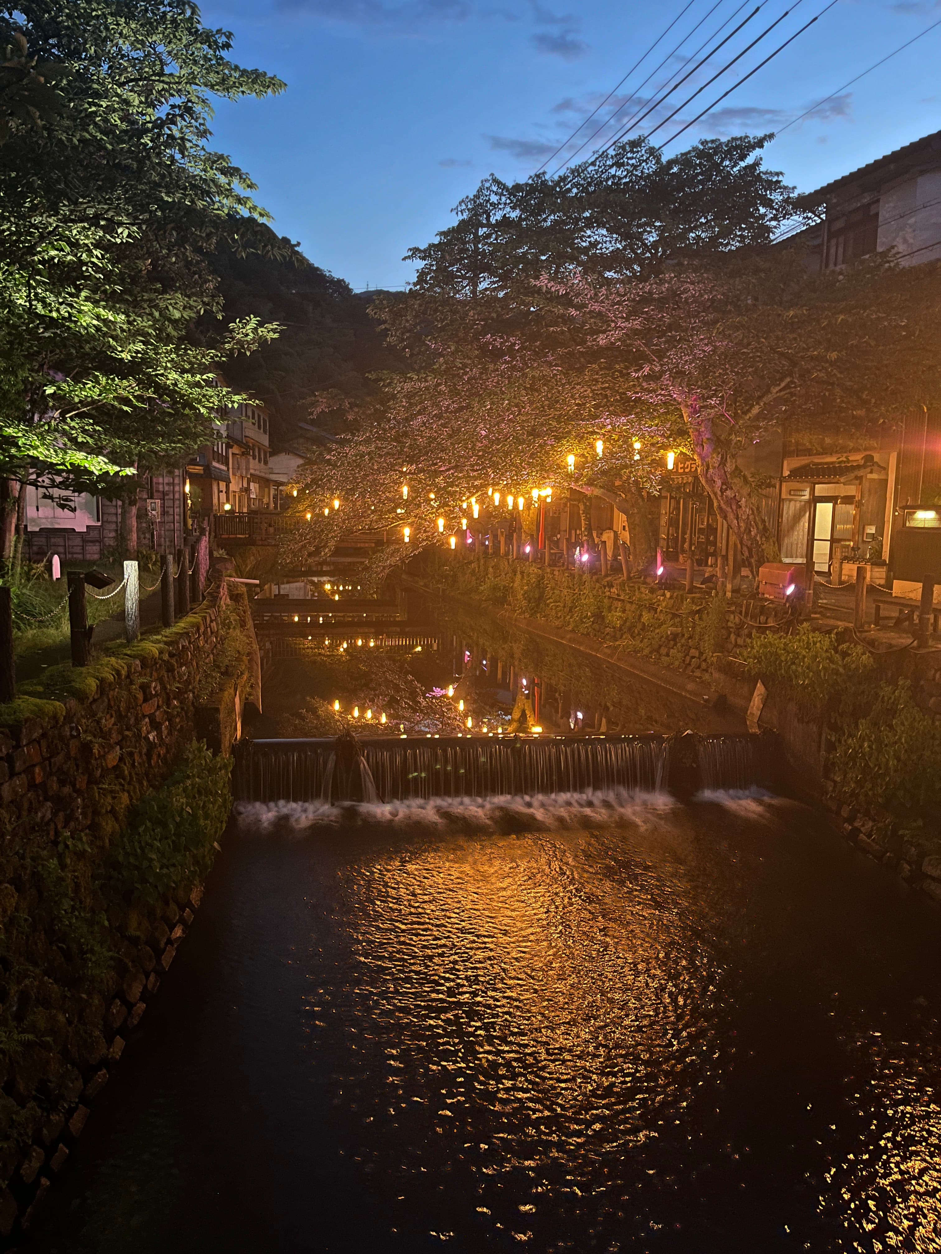 River lanterns at night