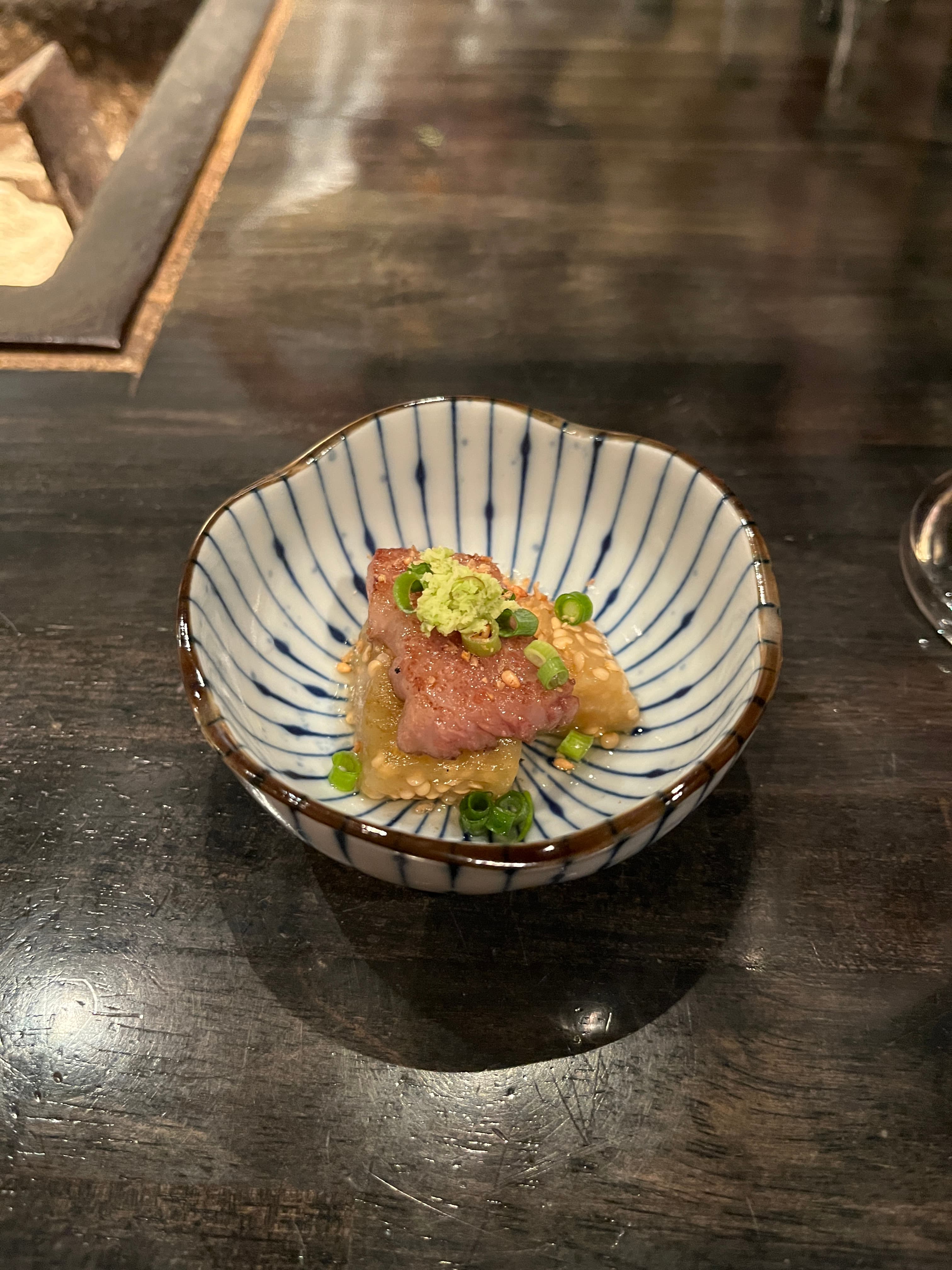 Japanese eggplant with seared beef